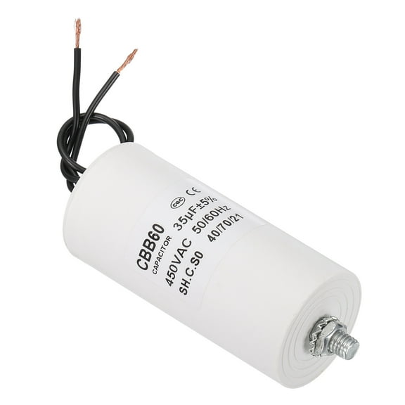Uxcell CBB60 100uF Running Capacitor, AC 450V 2 Wires 50/60Hz Cylinder, 118x50mm, White