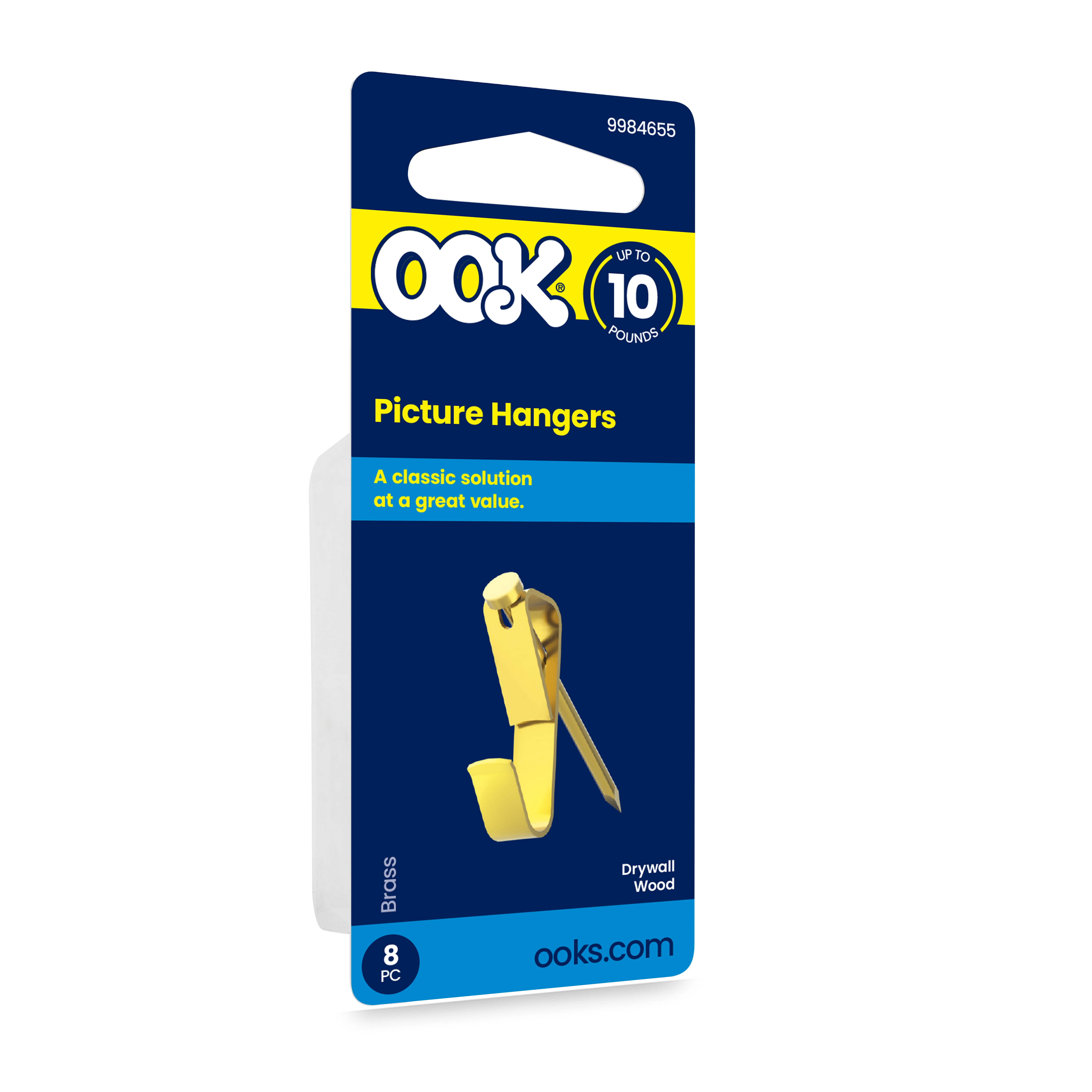 5 pack) Ook Picture Hangers, 10 lbs, for Drywall and Wood, Steel