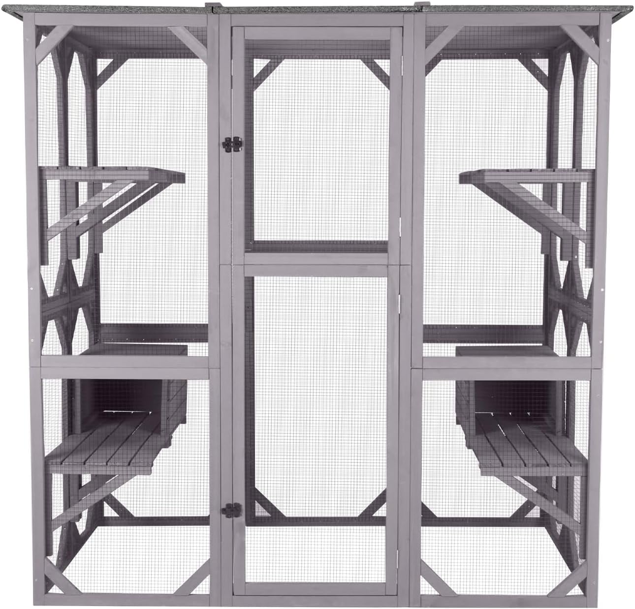 Aivituvin Catio Outdoor Cat Enclosure Extra Large Wooden Cat Cage Condo Playpen for Multiple Cats Waterproof Cover for Indoor Outdoor, Hideout, 7 Platforms