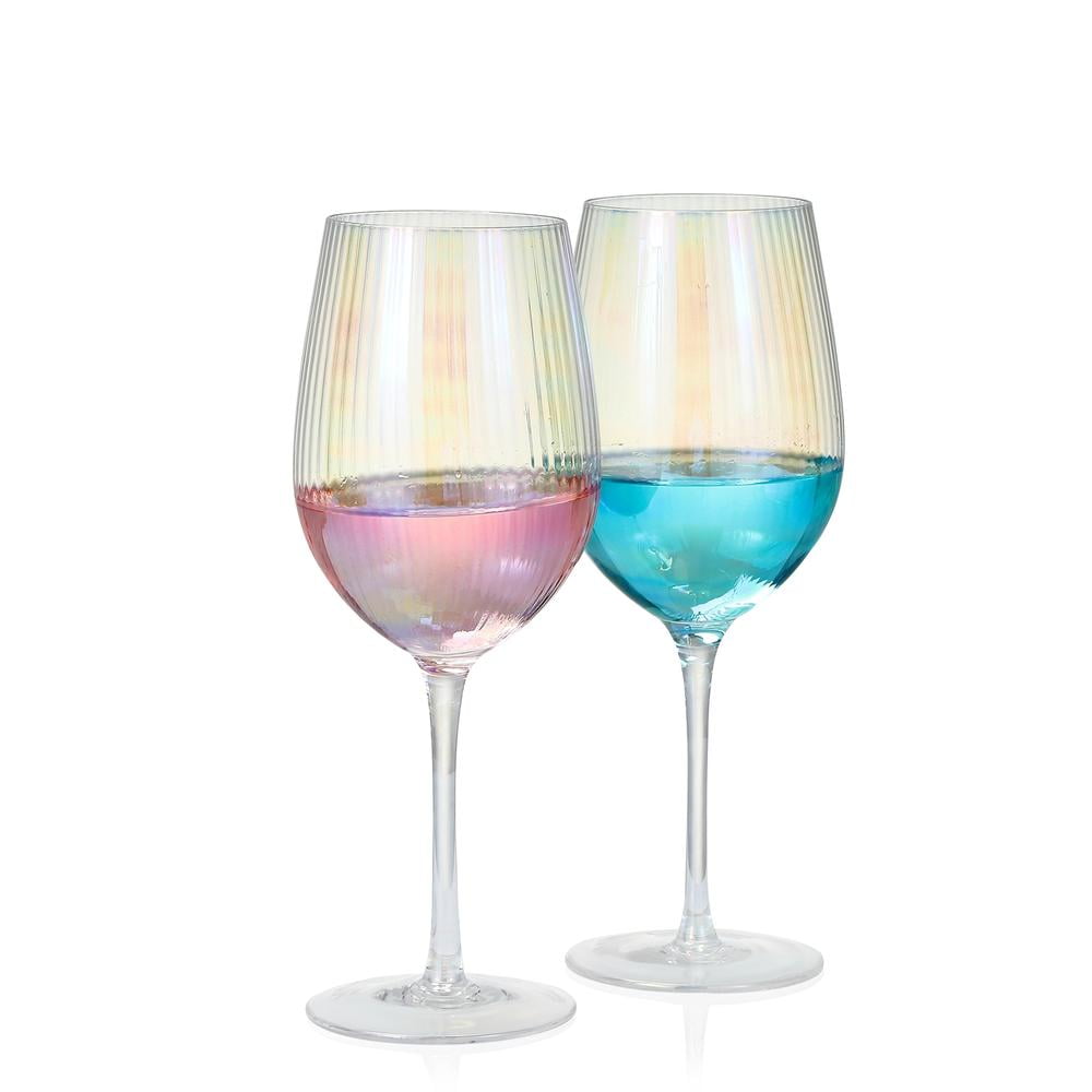 Rainbow Color Burst Wineglass Set of 2 Hand-painted 20oz -  in 2023