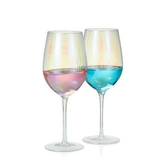 Mosaic 10oz Rainbow Acrylic Stemware Wine Glasses I Set of 6