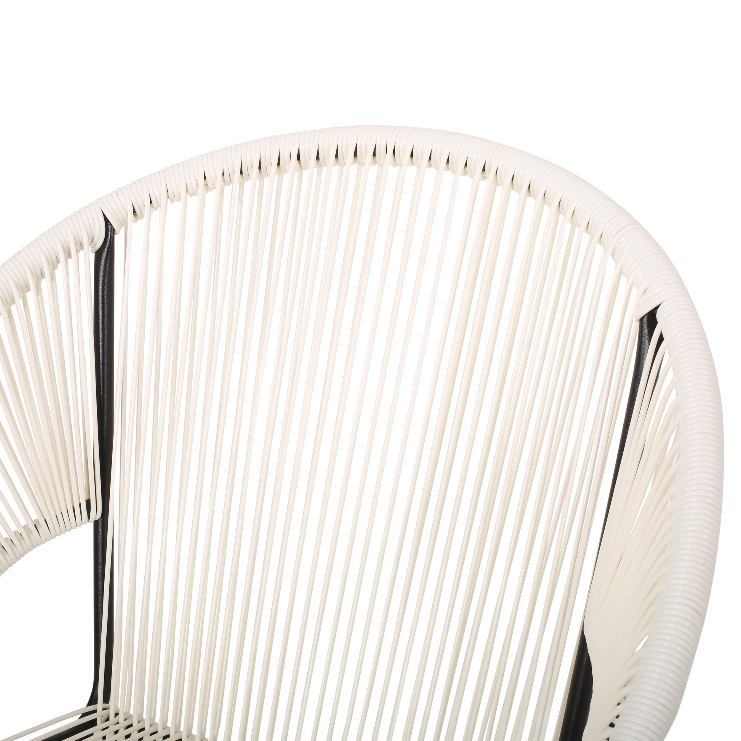 Hayk Outdoor Modern Faux Rattan Club Chair, Set of 2, White and Black