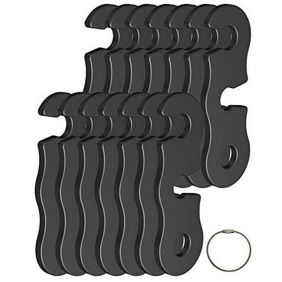 S Style Tent Rope Tensioner (Black 20 Pcs) Aluminum Alloy Camping Tent Guyline Cord Adjuster