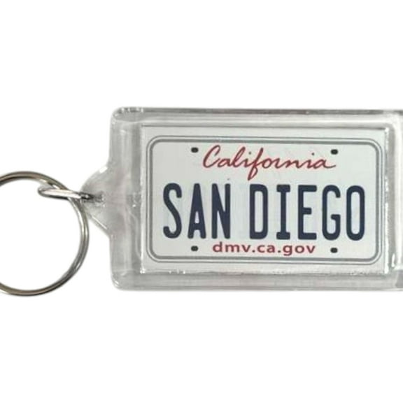San Diego California License Plate Acrylic Rectangular Souvenir Keychain 2.5" X 1.5"