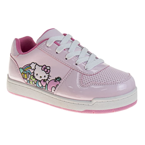 Hello Kitty Girls Lace Up Vintage Fashion Sneakers. (Little Kids Big Kids), Pink, Size: 11
