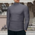 thumbnail image 2 of Krdevn Mens Shirts - Male Winter Warm High Collar Thermal Underwear Men Basic Plain T Shirt Blouse Pullover Long Sleeve Top,Mens Fall Shirts,Color:Dark Gray,Size:XL, 2 of 6