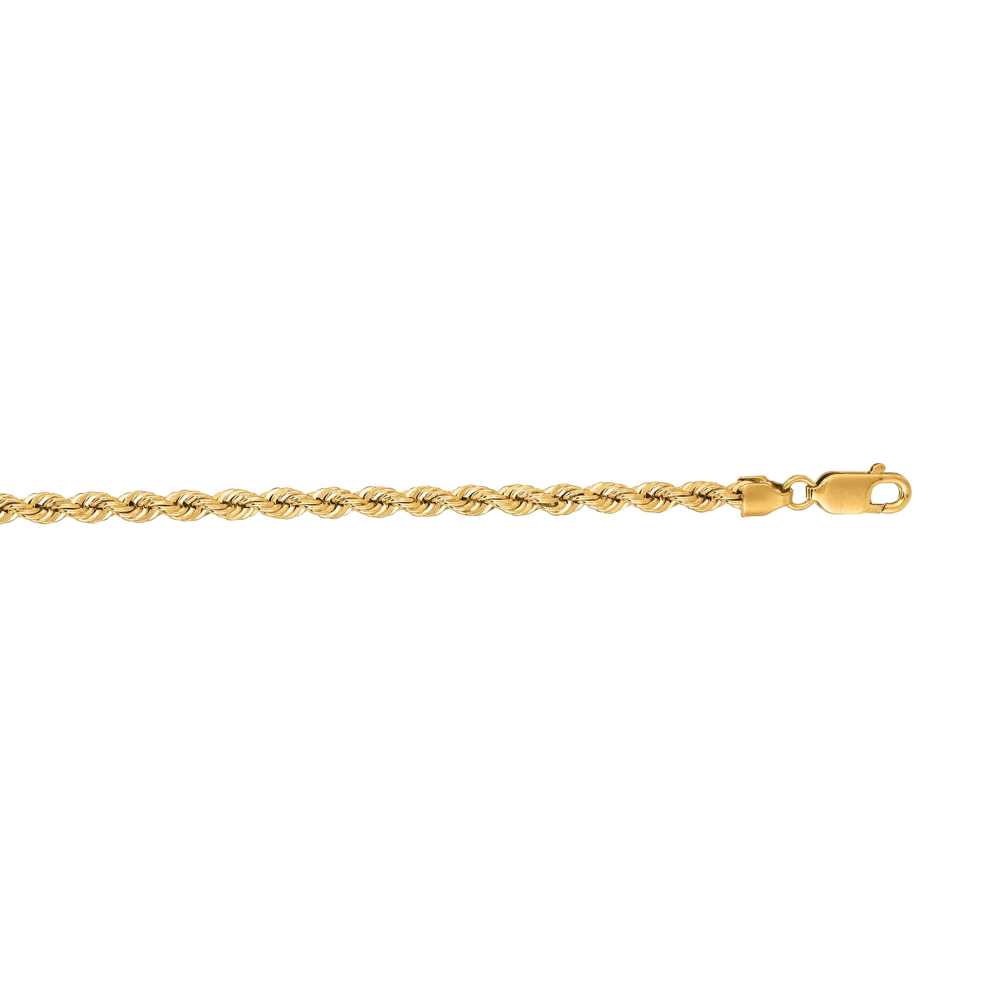 14K Yellow Gold 30in 3mm Solid Rope Chain with Lobster Clasp
