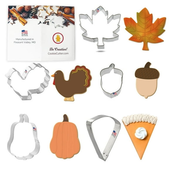 Thanksgiving Cookie Cutter 5 Pc Set. USA Tin Plate Steel - By Foose