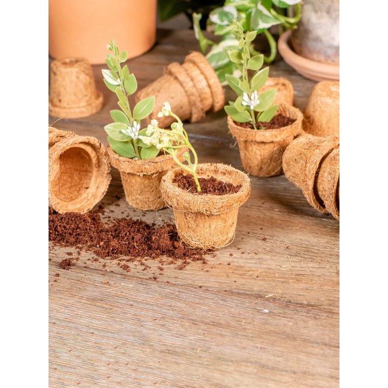 Envelor Coco Coir Plant Pots Seed Starter Tray Biodegradable Seed Starter Pots Coco Peat Pots Seedling Cups Small Plant Pots Germination Nursery