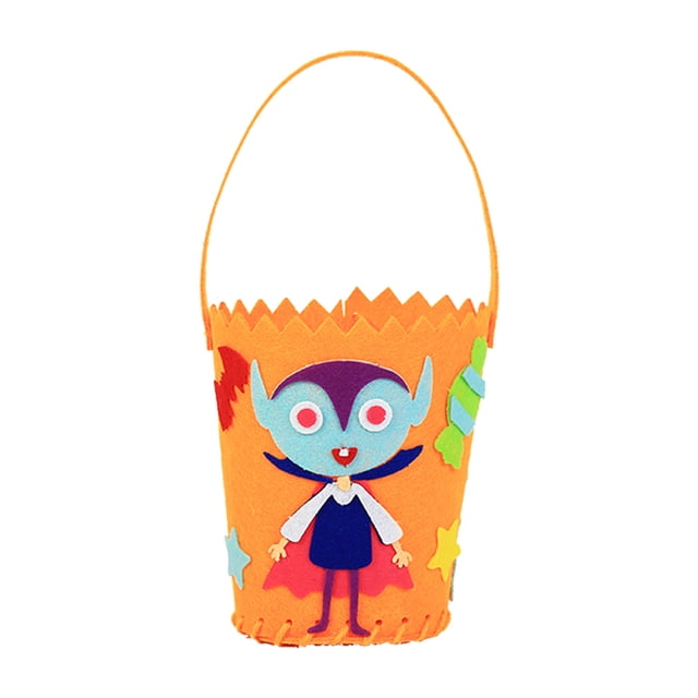 Halloween Felt Buckets Candy Buckets with Handle Skull Goodie Bags for Treat Halloween Trick or Treat Party Favors for Classroom Exchange (Colorful Style)