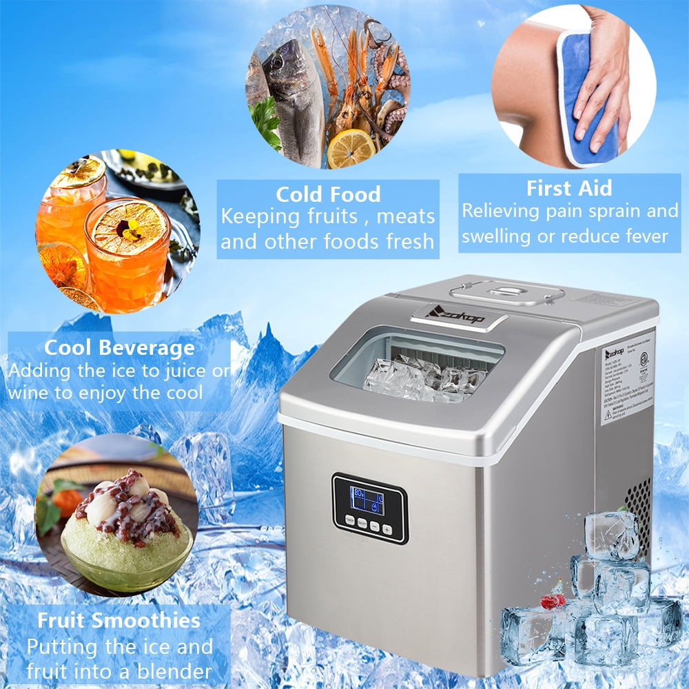 Portable Ice Makers Machine for Countertops, Makes 40 lbs of Ice Per 24 hours, 24 Ice Cubes Ready in 12 Minutes, Stainless Steel Ice Maker w/Ice Scoop for Home Kitchen Bar Office, S11425