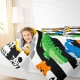 thumbnail image 4 of Homewish Kawaii Elephant Lions Queen Comforter Set,Zoo Animal Griaffe Zebra Bedding Sets,White Black Striped Bedding Comforter Set For Boys Girls,Microfiber Bedroom Decor Reversible,3-Piece, 4 of 8