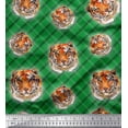 thumbnail image 1 of Soimoi Rayon Crepe Fabric Check & Tiger Face Animal Decor Fabric Printed Yard 46 Inch Wide, 1 of 1