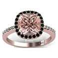 thumbnail image 2 of 2.00 Carat Morganite And Black Diamond Moissanite Halo Bridal Ring Set 925 Sterling Silver With 18k Rose Gold Plating, 2 of 5
