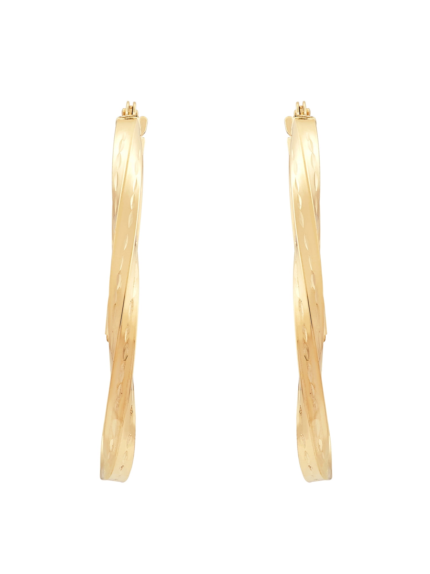 Brilliance Fine Jewelry 10K Yellow Gold 1.8MMx20MM Oval Twisted Hoops Earrings