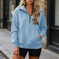 thumbnail image 6 of yardsong Women's Half Zip Sweatshirt Quarter Zip Fleece Pullover Sweatshirts Oversized Tops with Collar Long Sleeve Sweat Shirt Light Blue,XXL, 6 of 8