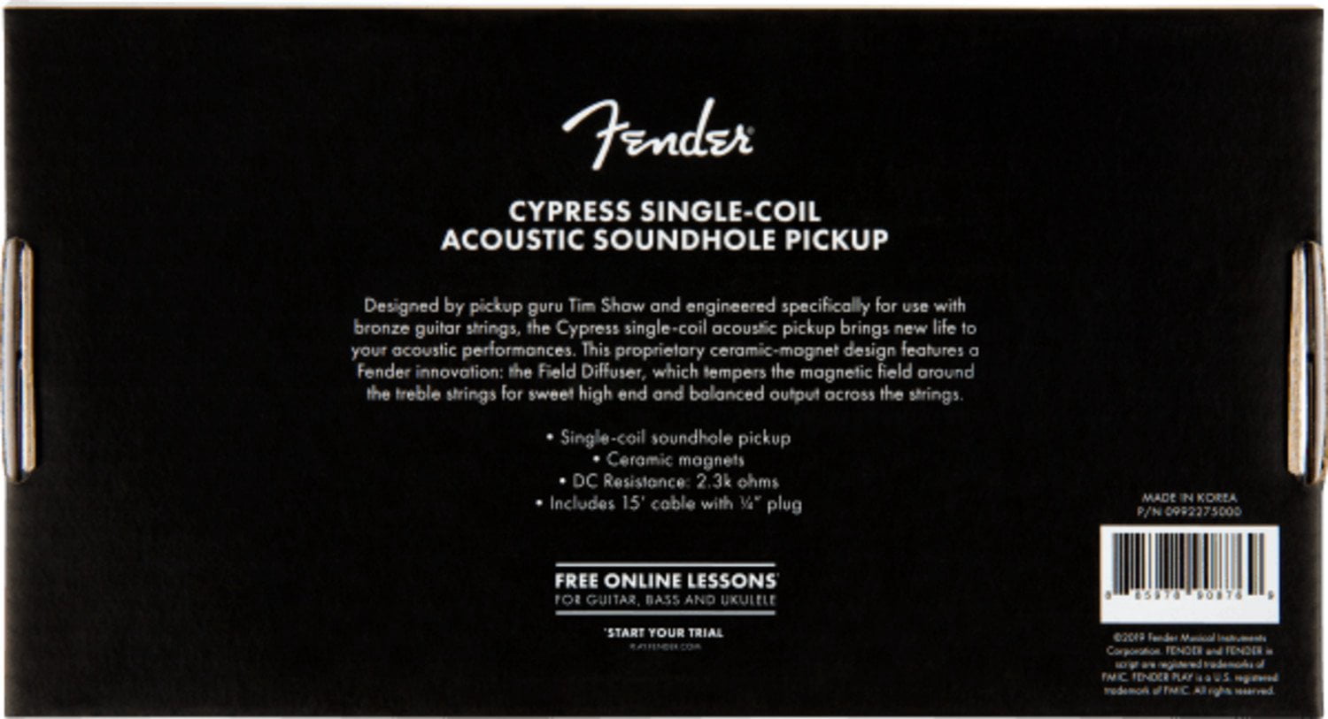 Fender Cypress Single-Coil Acoustic Soundhole Pickup, Natural