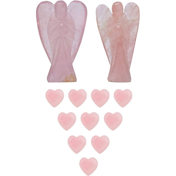 Wonder Care -Rose Angel Wings Crystal Hand-Carved Pocket Stone for Good Luck Spiritual Reiki Healing Worry Angel Figurine Peace Angel Statue Decor Gift Christmas Blessing Gift(1.5-2 inches)
