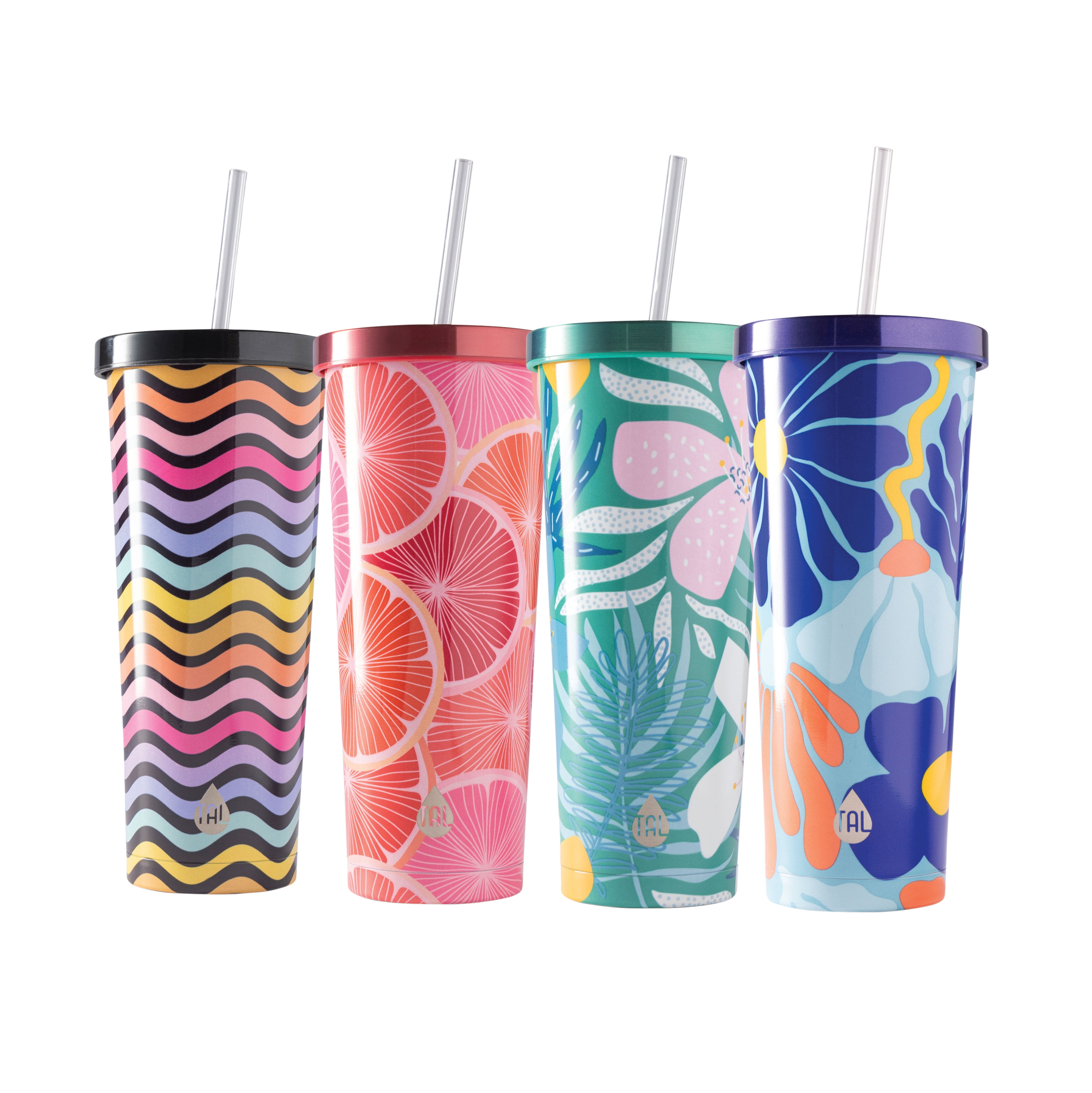 TAL Stainless Steel Ivy Tumbler with Straw 24oz, Tropical