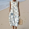 thumbnail image 2 of Women's Summer Maxi Dress 2063 Sleeveless Round Neck Floral Elegant Temperament Dress Casual Loose Long Beach Sundress Travel Vacation Outfits, 2 of 2
