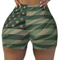 thumbnail image 2 of Gukieu Jungle Green Camo USA Flag Print Women's Sports Shorts, Elastic Waist High Stretch Running Yoga Gym Sweatpants-XX-Large, 2 of 8