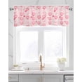 thumbnail image 2 of Pink Valentine's Love Linen Curtain Valance for Bedroom/Bathroom/Kitchen/Office/Living/Dining Room Windows,Golden Heart Saint Flower Rod Pocket Topper Drapes Decorative Cafe Drapery Panel 42x18, 2 of 6