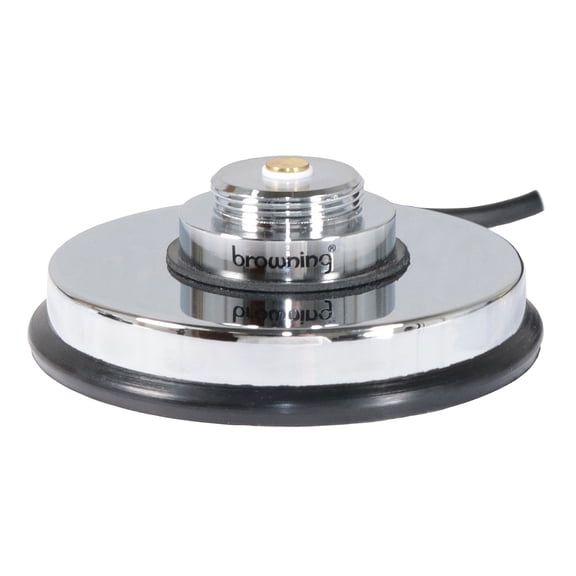 Browning NMO 3-5/8-In. Magnet Mount with Rubber Boot, 17-Ft. RG-58/U with Preinstalled Mini-UHF Male Connector (Chrome), BR-1030-MUHF