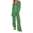 thumbnail image 2 of BRGZLK Women Casual Fashion Turn Down Collar Print Long Sleeve Nightwear Set Casual Soft Cozy Top Pants Pajamas Set Green XXL, 2 of 5