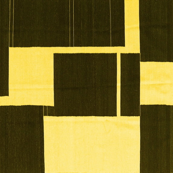 Ahgly Company Indoor Square Abstract Yellow Contemporary Area Rugs, 4' Square