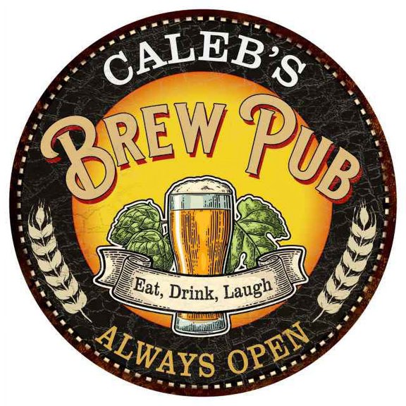 CALEB'S Beer Pub Man Cave Metal Sign Home Wall Decor 14 inch Round 100140025135