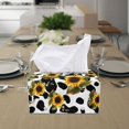 thumbnail image 3 of ZUXONGSY Cow Print Sunflower Tissue Box Cover PU Leather Household Tissue Holder with Buttons Stylish Leather Box Easy to Install Facial Paper Organizer for Home Bathroom Car, 3 of 7