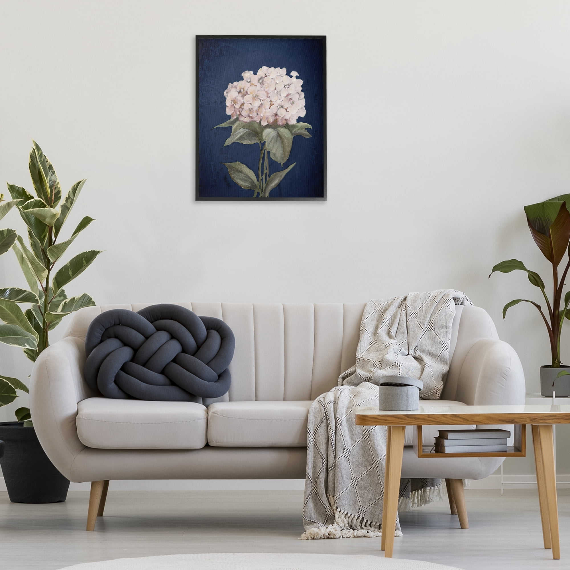 Stupell Industries Single Hydrangea Bloom Botanical & Floral Painting Black Framed Art Print Wall Art, 24 x 30