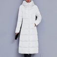 thumbnail image 2 of JUUYY Women's Winter Over Knee Removable Hooded Maxi Long Puffer Down Solid Color Trendy Coat White XXL, 2 of 4