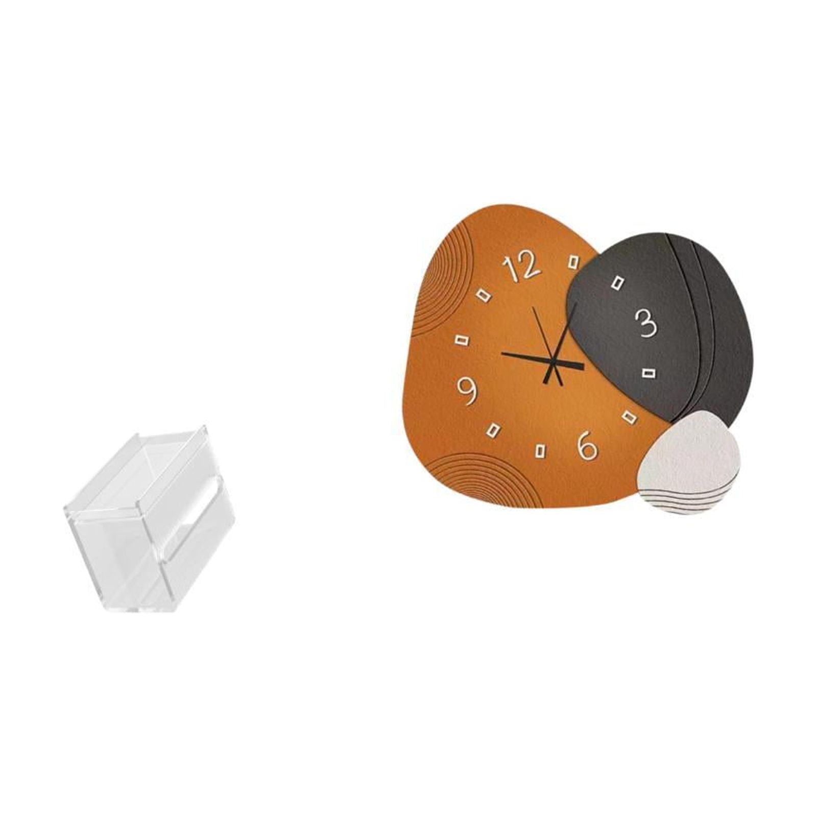 Fiocias Wall Clock Toilet Paper Storage Box Acrylic Holder Towel Dispenser Decorative Modern Silent Function Easy Installation Suitable for Kitchen Bedroom Li