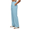 thumbnail image 5 of LEAVINGSUO Business Casual Pants for Women Solid Color Work Commuting Versatile Suit Pants With Pockets Blue XXL, 5 of 6