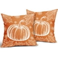 thumbnail image 2 of Orange Fall Pillow Covers 16x16 Set of 2 White Pumpkin Maple Leaf Autumn Themed Thanksgiving Print Decorative Throw Pillows Outdoor Farmhouse Pillowcases Cushion Case Decor for Couch Sofa Bed, 2 of 6