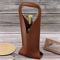 thumbnail image 4 of Leather Wine Bag Wine Bottle Holder Champagne Hand Bag Gift Bag for Christmas Wedding Travel Birthda, 4 of 5