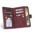 thumbnail image 6 of SaniMore for Google Pixel Fold Case with Card Slot, for Samsung Z Fold 5 [Zipper Pocket] Line Stitching Wallet Stand PU Leather Folio Flip Kickstand + Hand Strap Protective Shell, Winered, 6 of 8