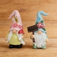 thumbnail image 2 of Spring Gnome Figurines Set of 2, Bee and Flower Decorations with Welcome Sign, 4.53 Inches Tall, 2 of 8