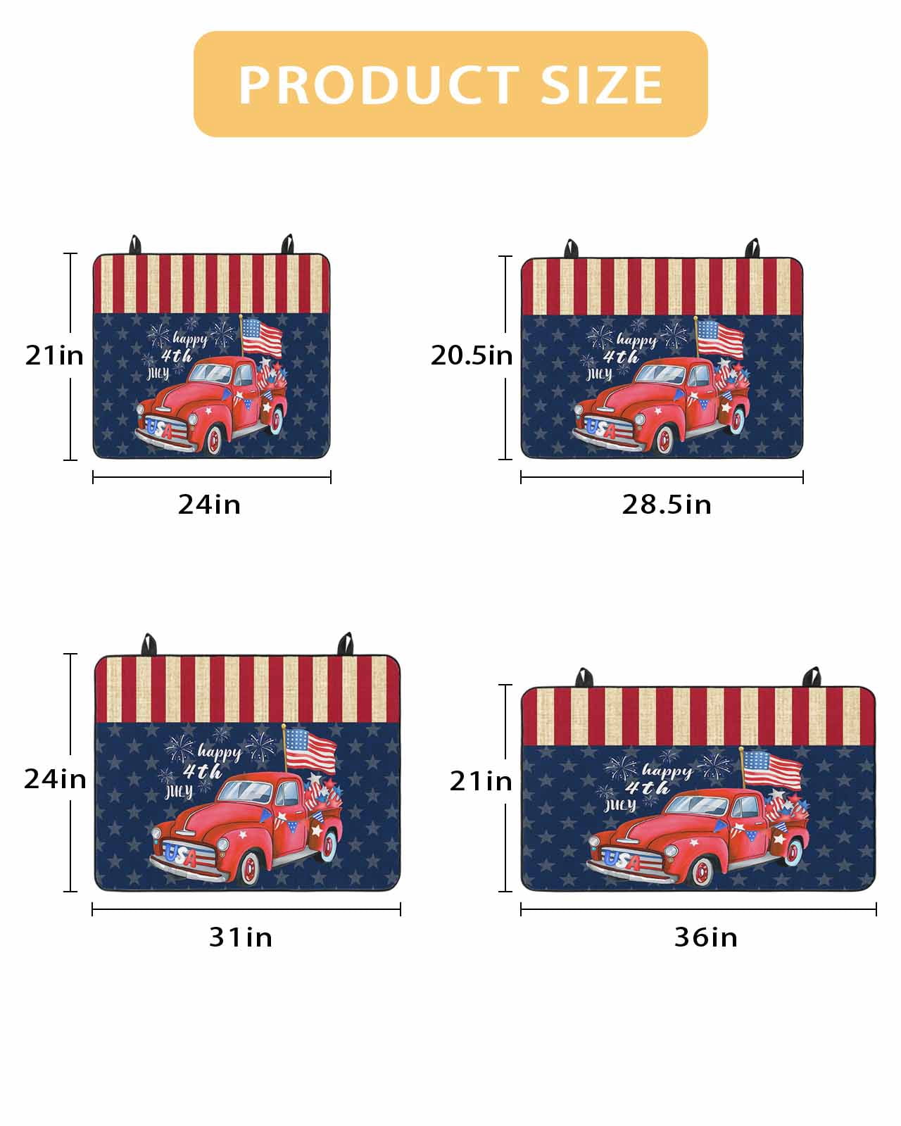 Large Induction Cooktop Protector Mat 4th of July Stove Top Covers for Electric Stove, Patriotic Red Truck American Flag Star Firework Decorative Stove Burner Cover Mats, Glass Top Stove Cover