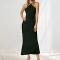 thumbnail image 2 of Vestido de noche de satén para mujer tallas grandes - Elegante cuello en V, diseño en la cintura, vestido de fiesta para bodas - Tallas XS-L, tejido con brillo lujoso, 2 of 5