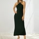 thumbnail image 2 of Vestido de noche de satén para mujer tallas grandes - Elegante cuello en V, diseño en la cintura, vestido de fiesta para bodas - Tallas XS-L, tejido con brillo lujoso, 2 of 5