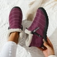 thumbnail image 2 of Womens Winter Boots Comfy Soft Sole Furry Lined Slip on Ankle Snow Booties Casual Warm Lightweight Waterproof Short Boots Wine Size 6.5, 2 of 4