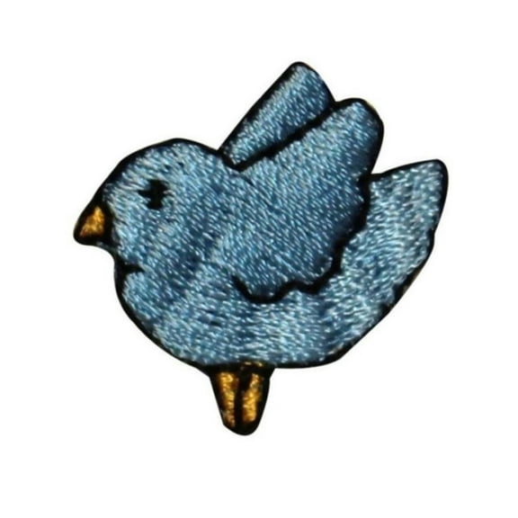 ID 0521B Mama Blue Jay Bird Patch Tiny Flying Embroidered Iron On Applique