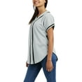 thumbnail image 2 of Ma Croix Womens Baseball Button Down Jersey Hip Hop Softball Athletic Short Sleeve Tee Sportswear, 2 of 6