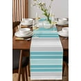 thumbnail image 3 of Table Runner Dresser Scarf 13 x 108 Inch Minimalist Turquoise Gradient Gray Stripes Table Runners Non-Slip Heat Kitchen Dining Table Decor for Indoor Outdoor Home Party Decoration, 3 of 7