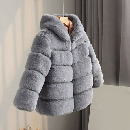 

FZM Christmas Toddler Girls Jacket Fall Winter Toddler Infant Kids Fleece Collar Soild Jackets Warm Hooded Woolen Jacket Coats