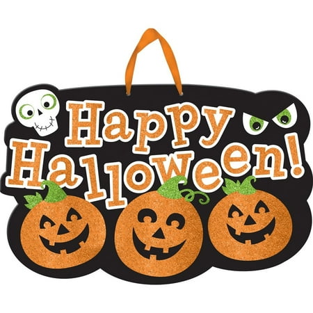 Large Happy Halloween Glitter Sign (Best Ac Halloween Yard Decorations)