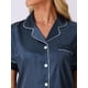 thumbnail image 5 of INSPIRAR CHIC Conjuntos de Pijamas de Satén para Mujeres, Conjuntos de Lounge de Seda, Camisa de Manga Corta con Botones, Pantalones Cortos con Volantes, Ropa de Dormir de 2 Piezas, 2XL Azul, 5 of 6
