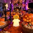 thumbnail image 6 of Fufafayo Halloween Glowing Pumpkin Ornament, Spooky Candle Night Light Decor, Glow In The Dark Pumpkin Figurine, Fall Halloween Tabletop Prop for Mantel Shelf Party, 6 of 6
